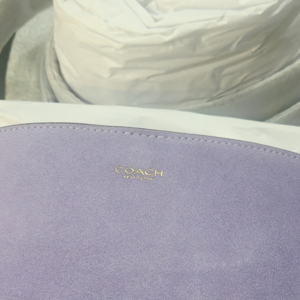 COACH Suede Bleecker Bucket Bag 21 Lavender Crossbody Pouch CCW84 NWT - Picture 11 of 13